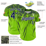 Custom Neon Green Navy-White Distressed Scratch Brush Stroke Authentic Baseball Jersey