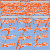 Custom Light Blue Orange-White Distressed Scratch Brush Stroke Authentic Baseball Jersey