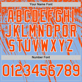 Custom Light Blue Orange-White Distressed Scratch Brush Stroke Authentic Baseball Jersey