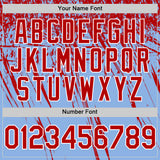 Custom Light Blue Red-White Distressed Scratch Brush Stroke Authentic Baseball Jersey