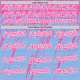Custom Light Blue Pink-White Distressed Scratch Brush Stroke Authentic Baseball Jersey