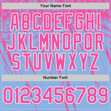 Custom Light Blue Pink-White Distressed Scratch Brush Stroke Authentic Baseball Jersey