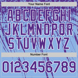 Custom Light Blue Purple-White Distressed Scratch Brush Stroke Authentic Baseball Jersey