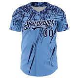 Custom Light Blue Navy-White Distressed Scratch Brush Stroke Authentic Baseball Jersey