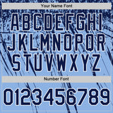 Custom Light Blue Navy-White Distressed Scratch Brush Stroke Authentic Baseball Jersey