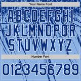 Custom Light Blue Royal-White Distressed Scratch Brush Stroke Authentic Baseball Jersey