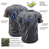 Custom Steel Gray Navy-Gray Distressed Scratch Brush Stroke Authentic Baseball Jersey