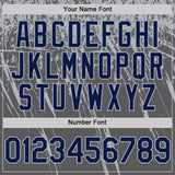 Custom Steel Gray Navy-Gray Distressed Scratch Brush Stroke Authentic Baseball Jersey