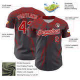 Custom Steel Gray Red-White Distressed Scratch Brush Stroke Authentic Baseball Jersey