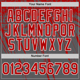 Custom Steel Gray Red-White Distressed Scratch Brush Stroke Authentic Baseball Jersey