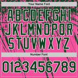 Custom Pink Green-White Distressed Scratch Brush Stroke Authentic Baseball Jersey