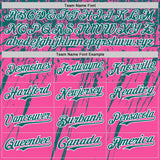 Custom Pink Teal-White Distressed Scratch Brush Stroke Authentic Baseball Jersey