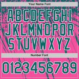 Custom Pink Teal-White Distressed Scratch Brush Stroke Authentic Baseball Jersey