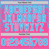 Custom Pink Sky Blue-White Distressed Scratch Brush Stroke Authentic Baseball Jersey
