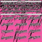 Custom Pink Black-White Distressed Scratch Brush Stroke Authentic Baseball Jersey