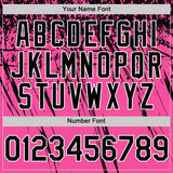 Custom Pink Black-White Distressed Scratch Brush Stroke Authentic Baseball Jersey