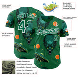 Custom Kelly Green White 3D Pattern Design Alien UFO Space Authentic Baseball Jersey