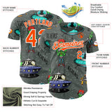 Custom Gray Orange-White 3D Pattern Design Alien UFO Space Authentic Baseball Jersey