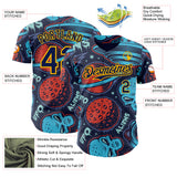 Custom Navy Gold 3D Pattern Design Alien UFO Space Authentic Baseball Jersey