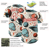 Custom Cream Red 3D Pattern Design Alien UFO Space Authentic Baseball Jersey