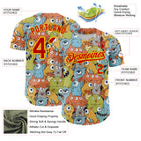 Custom White Red-Gold 3D Pattern Design Alien Monster Mash Authentic Baseball Jersey