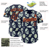 Custom Navy Orange 3D Pattern Design Alien UFO Space Authentic Baseball Jersey