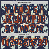 Custom Navy Orange 3D Pattern Design Alien UFO Space Authentic Baseball Jersey