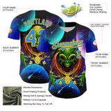 Custom Navy Electric Blue-Yellow 3D Pattern Design Alien UFO Space Galaxy Authentic Baseball Jersey