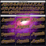Custom Black Dark Purple-Yellow 3D Pattern Design Alien UFO Space Galaxy Authentic Baseball Jersey