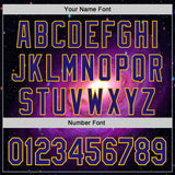 Custom Black Dark Purple-Yellow 3D Pattern Design Alien UFO Space Galaxy Authentic Baseball Jersey