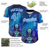 Custom Blue Electric Blue-White 3D Pattern Design Alien UFO Space Galaxy Authentic Baseball Jersey