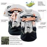 Custom White Orange-Black 3D Pattern Design UFO Alien Abduction Authentic Baseball Jersey