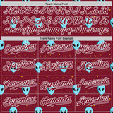 Custom Crimson White 3D Pattern Design Cartoon Alien Galaxy Authentic Baseball Jersey