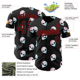 Custom Black Red 3D Pattern Design Cartoon Alien Authentic Baseball Jersey