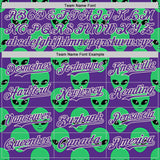 Custom Purple Green-Cream 3D Pattern Design Cartoon Alien Authentic Baseball Jersey