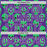 Custom Purple Green-Cream 3D Pattern Design Cartoon Alien Authentic Baseball Jersey