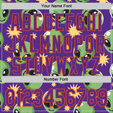 Custom Purple Green-Orange 3D Pattern Design Cartoon Alien Authentic Baseball Jersey