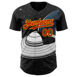 Custom Black Red-Gold 3D Pattern Design Alien UFO Saucer Authentic Baseball Jersey
