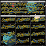 Custom Black US Navy Blue-Yellow 3D Pattern Design Alien UFO Interstellar Starship Galaxy Authentic Baseball Jersey