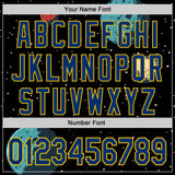 Custom Black US Navy Blue-Yellow 3D Pattern Design Alien UFO Interstellar Starship Galaxy Authentic Baseball Jersey
