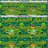 Custom Kelly Green Yellow 3D Pattern Design Alien UFO Galaxy Authentic Baseball Jersey