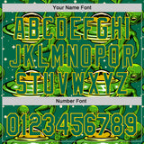 Custom Kelly Green Yellow 3D Pattern Design Alien UFO Galaxy Authentic Baseball Jersey