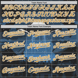 Custom Blue Old Gold Black-White 3D Pattern Design Alien UFO Galaxy Authentic Baseball Jersey