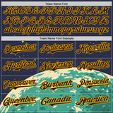 Custom Navy Brown-Gold 3D Pattern Design Alien UFO Psychedelic Galaxy Authentic Baseball Jersey