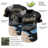 Custom Black Cream 3D Pattern Design Alien Space Meteor UFO Galaxy Authentic Baseball Jersey