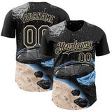 Custom Black Cream 3D Pattern Design Alien Space Meteor UFO Galaxy Authentic Baseball Jersey