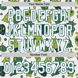 Custom White Midnight Green 3D Pattern Design Cartoon Alien Authentic Baseball Jersey