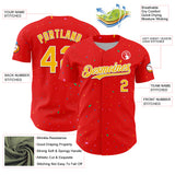 Custom Fire Red Gold-White 3D Pattern Design Confetti Colorful Speckle Authentic Baseball Jersey