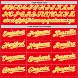 Custom Fire Red Gold-White 3D Pattern Design Confetti Colorful Speckle Authentic Baseball Jersey