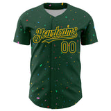 Custom Green Gold 3D Pattern Design Confetti Colorful Speckle Authentic Baseball Jersey